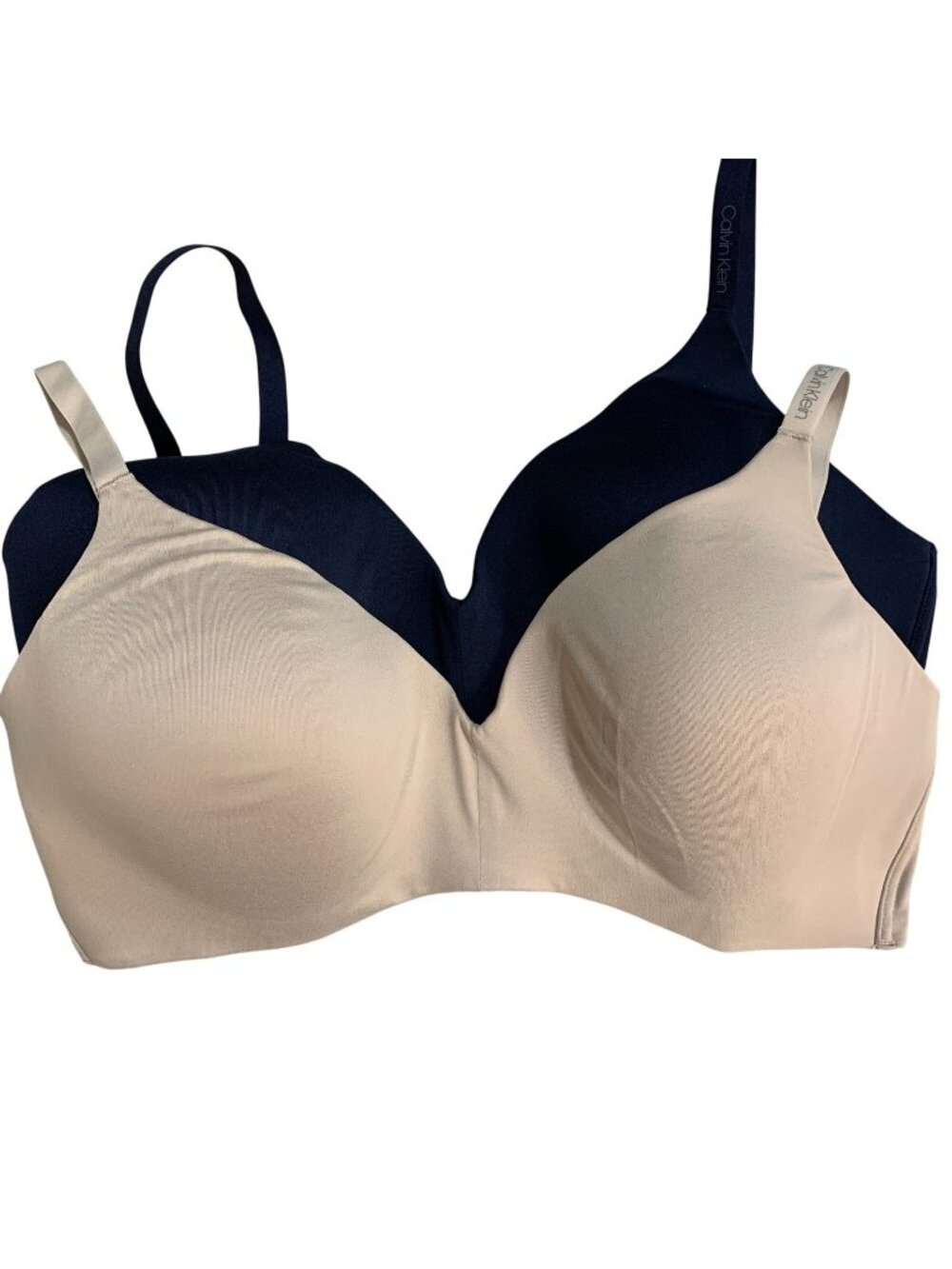 NWT Calvin Klein Women's XL Blue & Tan Lightly Lined Wireless Bra 2 Pack